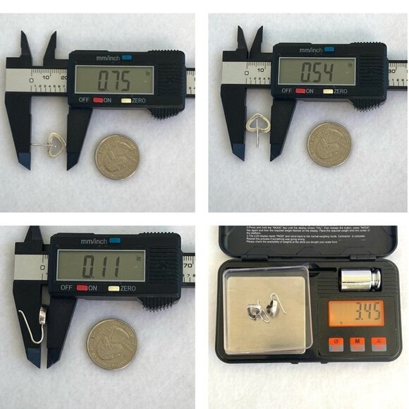 Sterling Silver 925 0.75" Simplistic Open Heart Dangle Earrings - Picture 6 of 16